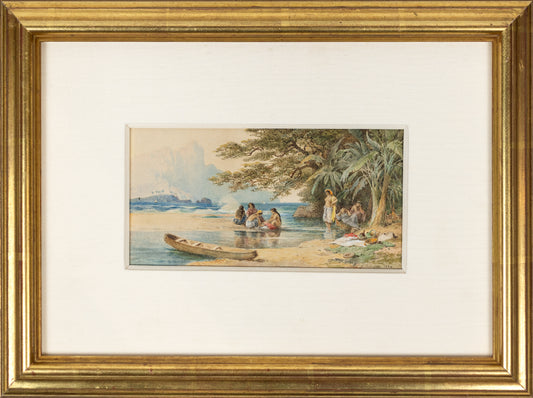 CHEVALIER, Nicholas (1828-1902). Natives on the Shore of a South Sea Island.