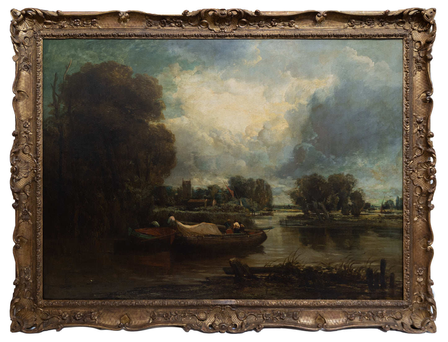 Circle of John CONSTABLE (British, 1776-1837). Barges on a River.