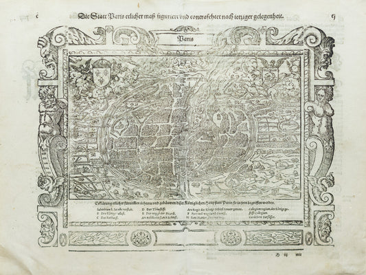 Sebastian Munster. Map of Paris, c. 1550s.