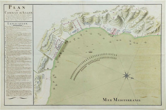 Plan du Combat d'Alger 1775 (Spanish Attack of Algiers). France, 1775.
