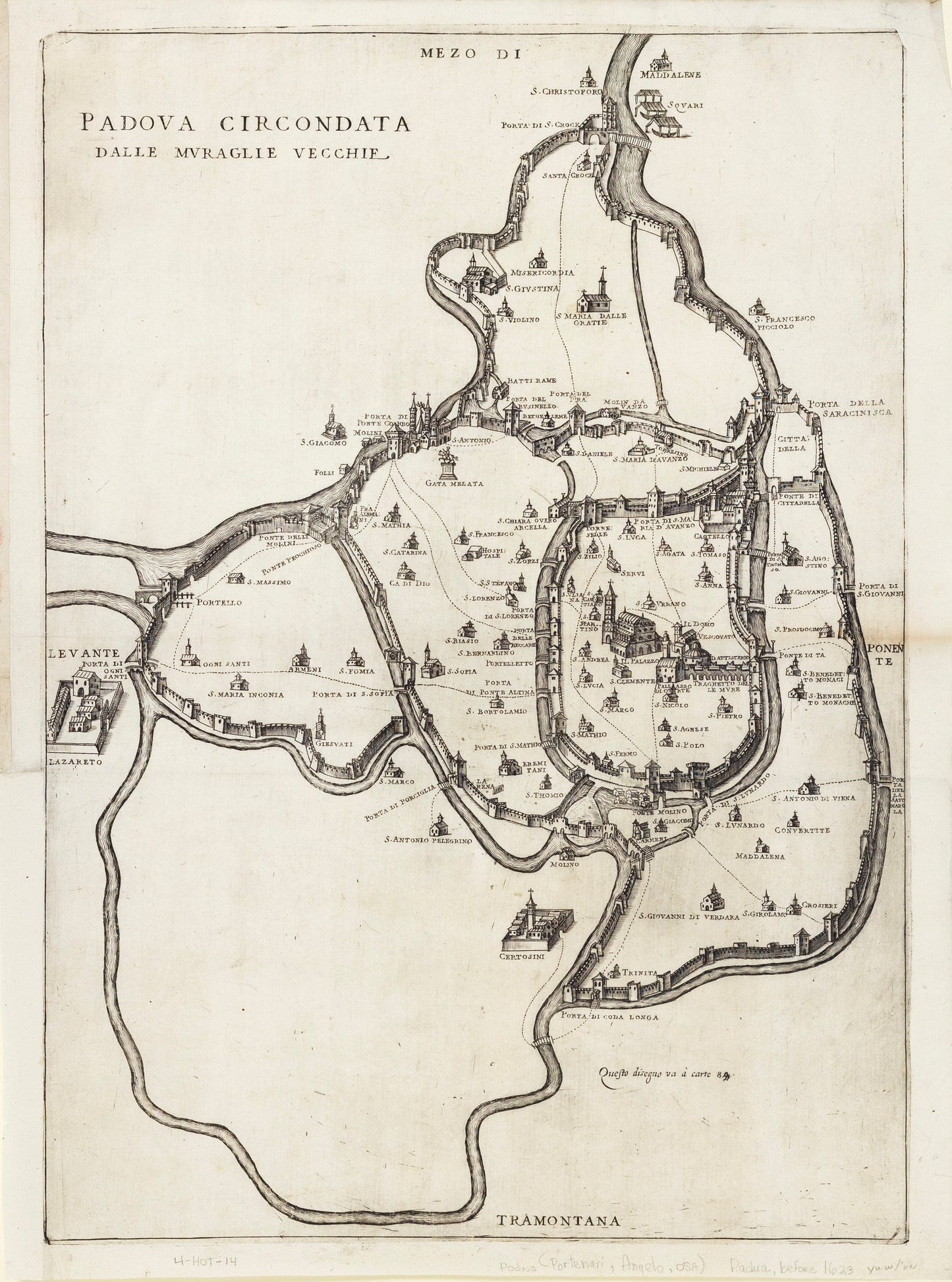 Vincenzo Dotto. Padova circondata dalle muraglie vecchie (Padua, 1623)