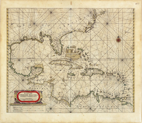 Donicker, Hendrick. Pas caert vande Caribische Eylanden. Amsterdam, 1672. [West Indies]