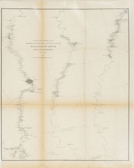 U.S. Coast and Geodetic Survey Progress of the Triangulation of the Mississippi River Delta to Memphis. 1879.