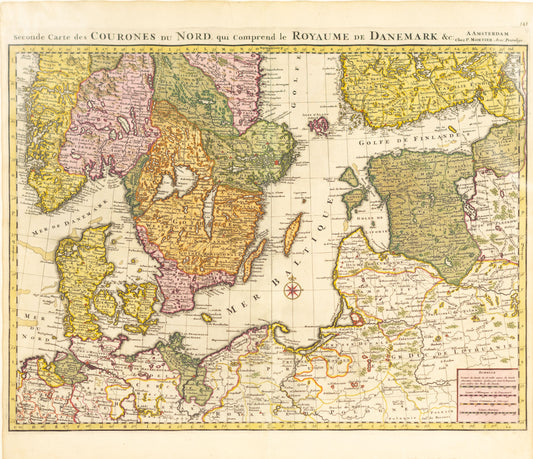 De Wit, Frederick. Seconde Carte des Courones du Nord qui comprend Royaume de Danemark &c.  Amsterdam, c. 1710.