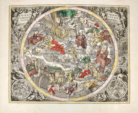Cellarius, Andreas. Plate 22 - Coeli Stellati Christiani Haemisphaerium Prius