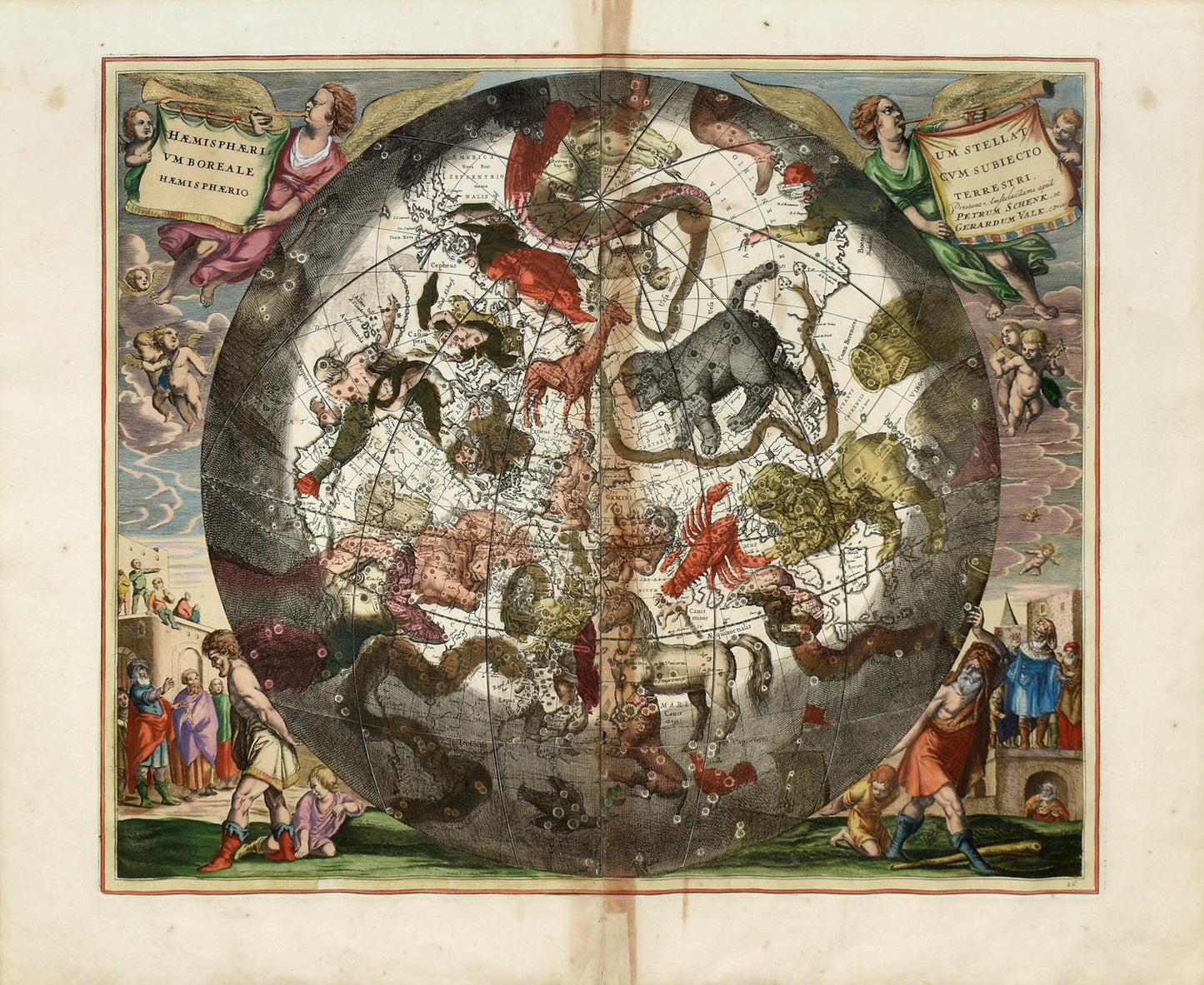 Cellarius, Andreas. Plate 26 - Haemisphaerium Stellatum Boreale cum Subjecto Haemisphaerio...