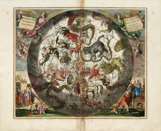 Cellarius, Andreas. Plate 26 - Haemisphaerium Stellatum Boreale cum Subjecto Haemisphaerio...