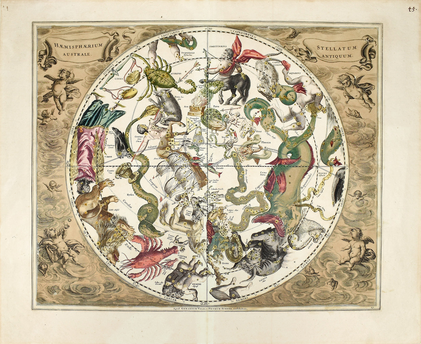 Cellarius, Andreas. Plate 27 - Haemisphaerium Stellatum Australe Antiquum