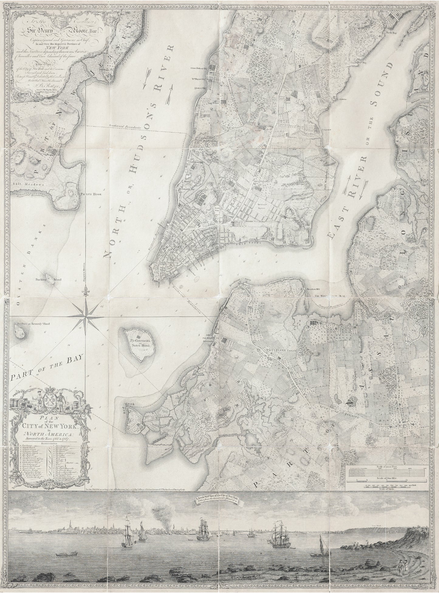 RATZER, BERNARD ( fl. 1756-1777)  Plan‌ ‌of‌ ‌the‌ ‌City‌ ‌of‌ ‌New‌ ‌York‌ ‌in‌ ‌North‌ ‌America,‌ ‌surveyed‌ ‌in‌ ‌the‌ ‌years‌ ‌1766‌ ‌&‌ ‌1767.‌