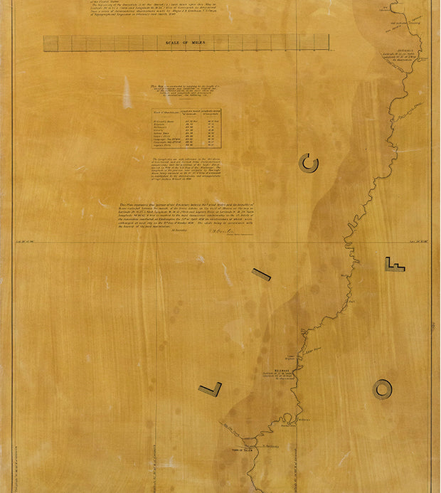 Lee, T.J. Map of the River Sabine from its mouth on the Gulf of Mexico in the Sea to Logan's Ferry. 1838