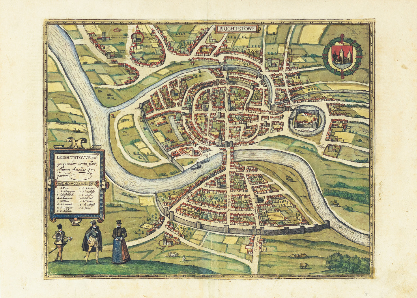 Braun, George & Hogenburg, Frans. Brightstouve... 1581. [Plan of Bristol]