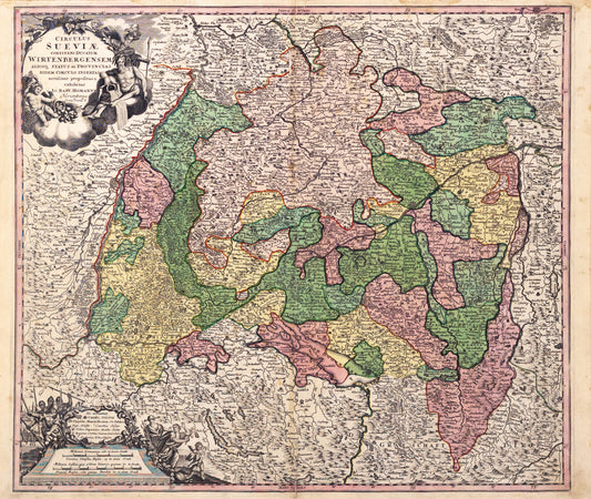 Baptiste, Johann Homann. Circulus Sueviae Continens Ducatum Wirtenbergensem. Nuremberg, ca. 1710.