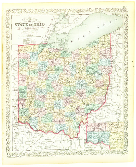 Desilver, Charles. A New Map of the State of Ohio. Philadelphia, 1857.