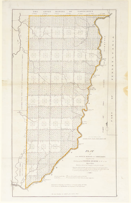 Carey, Matthew. Plat of the Seven Ranges of Townships being part of the Territory of the Unites States. Philadelphia, 1796.