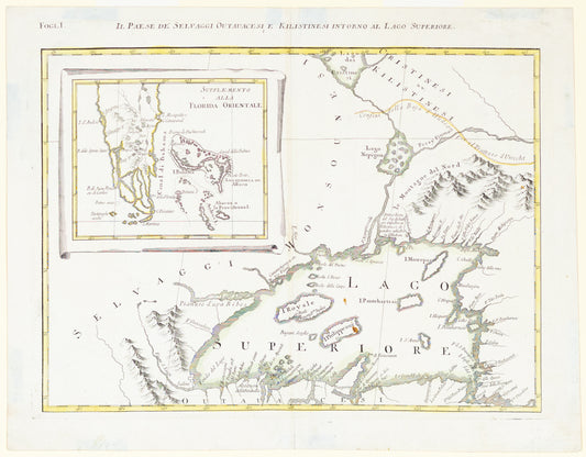 Zatta, Antonia. Il Paese de Selvaggi Outauace; si, e Kilistinesi Intorno al Lago Superiore. 1778.
