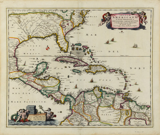 Visscher, Nicholas II. Insulae Americanae in Oceano Septentrionali ac Regiones Adiacentes, a C. de May usque ad Lineam Aequinoctialem. Amsterdam, 1682.