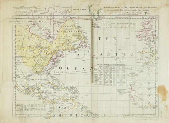 Jefferys, Thomas. Chart of the Atlantic Ocean, with the British, French, & Spanish Settlements in North America, and the West Indies. London, 1754.