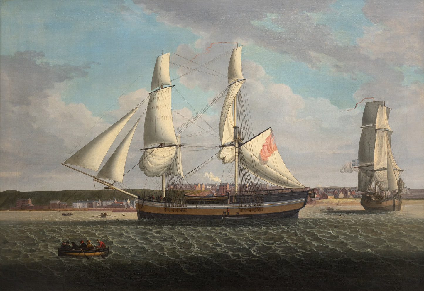 Robert Salmon.  A Departing Brig Off Maryport Harbor.