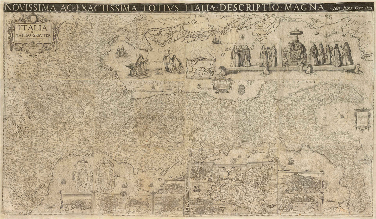 Scolari, Stefano (c. 1612-1691) after Matteo Greuter (1564-1638). [Italy] Novissima ac Exactissima Totius Italia Descriptio Magna. Venice, 1657.