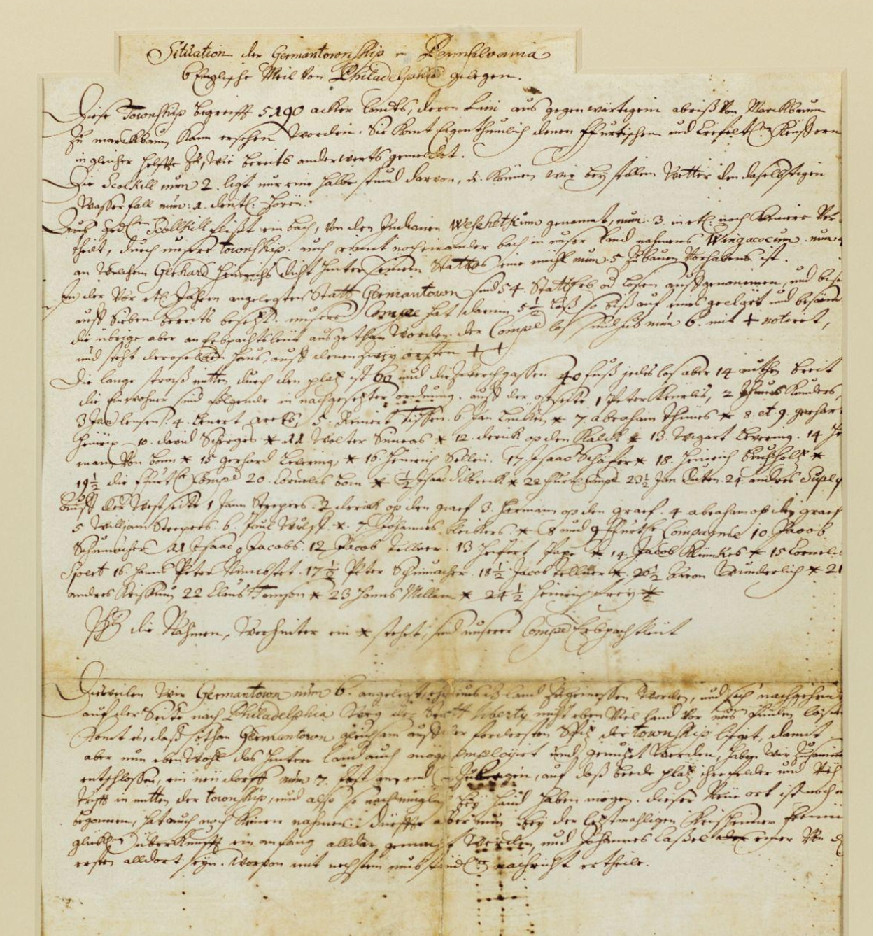 Francis Daniel Pastorius, Manuscript Plan of Germantown, Pennsylvania (ca. 1686–1687)