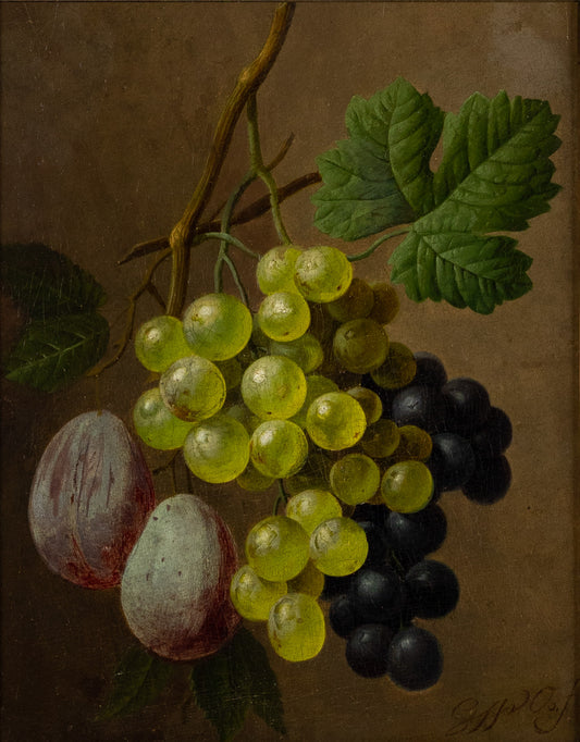 VAN OS, Georgius Jacobus Johannes The Younger (Dutch, 1782-1861). Still Life with Grapes and Plums.