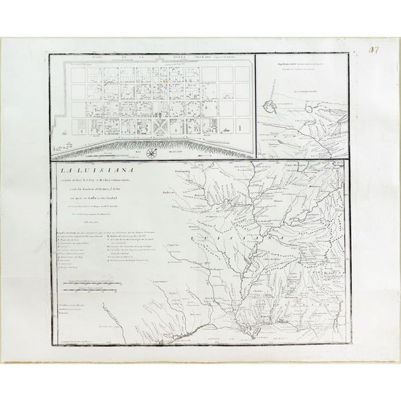 Lopez de Vargas Map of Louisiana showing New Orleans