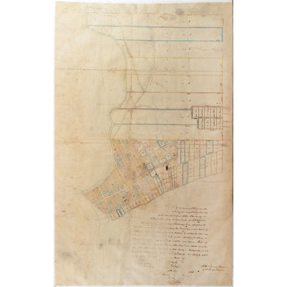 Manuscript Map Survey of the Town of Matagorda, Texas and Environs - Third oldest town in Texas