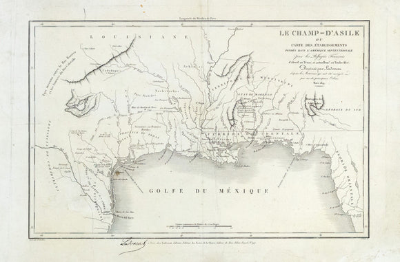 Ladvocat, Pierre-Francois.  Le Champ-d'Asile ou carte des etablissements fondes dans l'Amerique.  Paris, 1819.