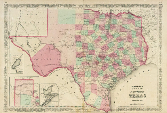 Johnson, AJ.  Johnson's New Map of the State of Texas.  New York, 1862.