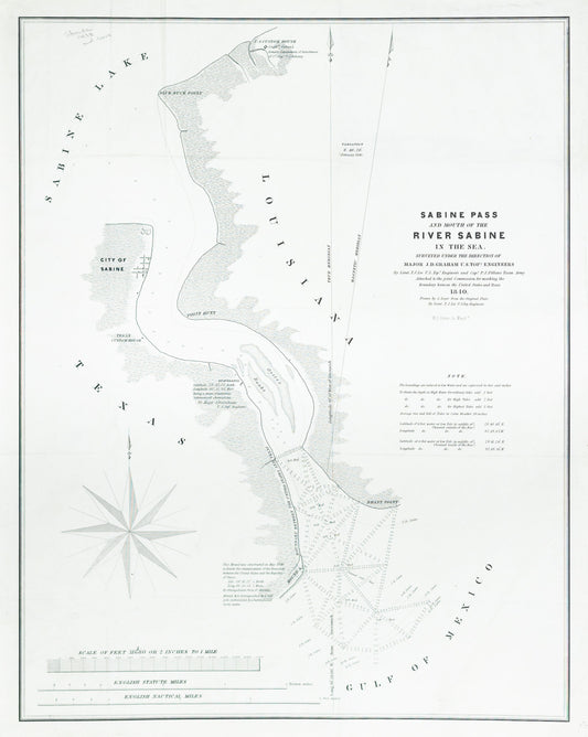 Lee, T.J..  Sabine Pass and mouth of the river Sabine in the Sea.  1842?.