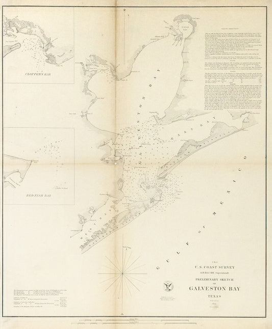 Banche, A.D.  U.S. Coast Survey Preliminary Sketch of Galveston Bay Texas.  U.S. Coastal Survey, 1858.