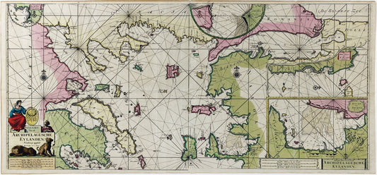 Johannes Van Keulen, Paskaart Van de Archipelagusche Eylanden - Sea Chart of the Northern Aegean Islands