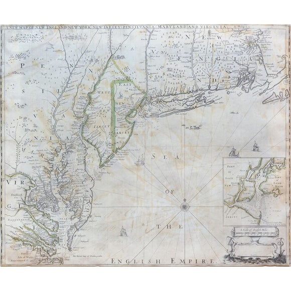Philip Lea's New Map of New England, New York, New Jarsey, Pensilvania, Maryland and Virginia