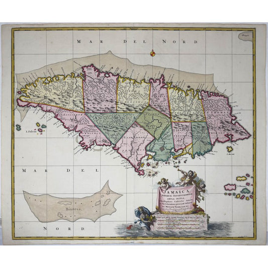 Visscher's Map of Jamaica - The Kislak Copy with Excellent Original Color