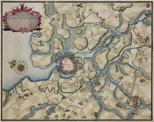 German Manuscript Map of the Battle of Wismar, 1711