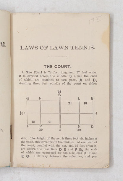 The Playing Rules of Lawn Tennis, as adopted by the United States National Lawn Tennis Association. New York, 1886.