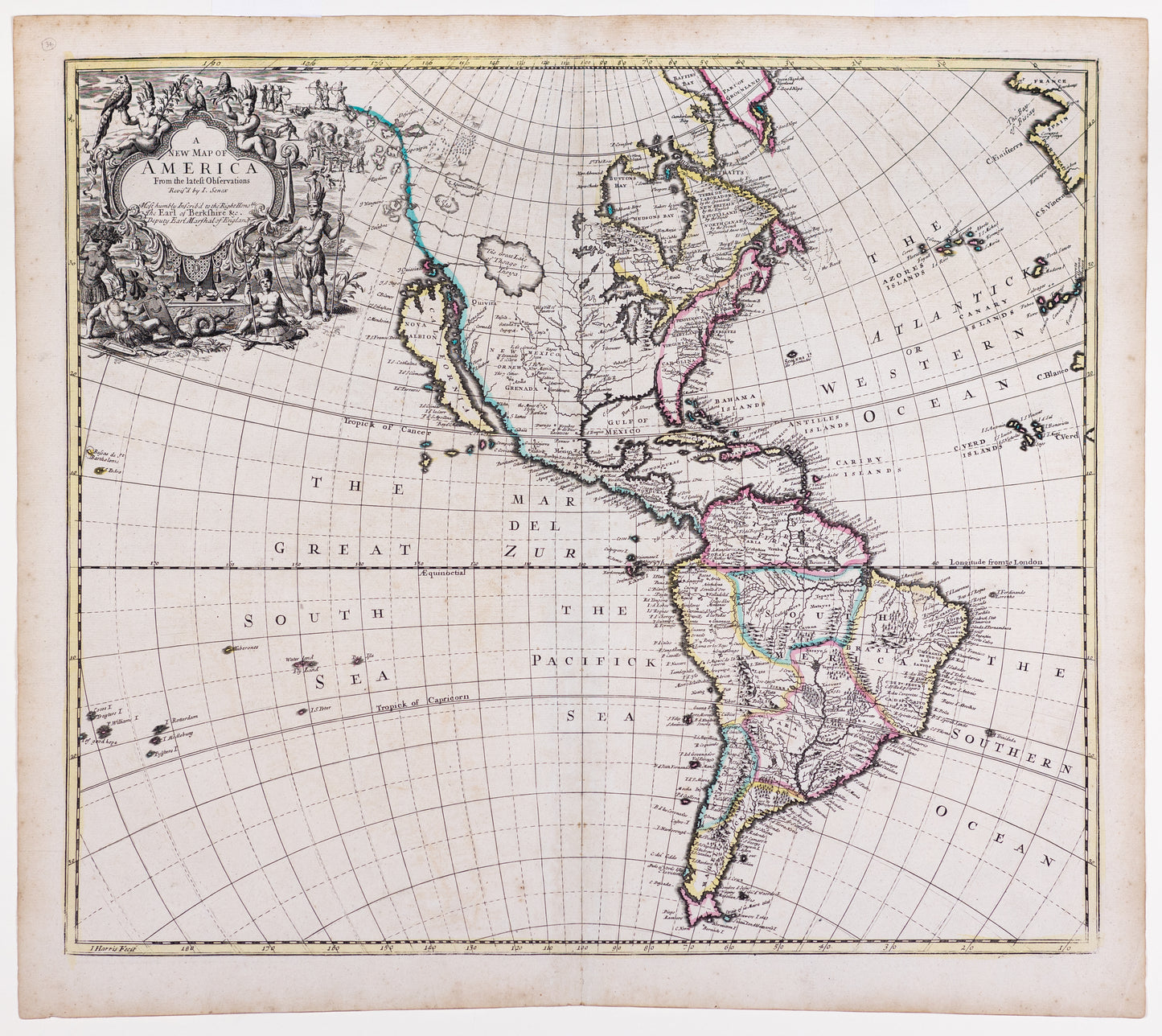 J. Senex. A New Map of America. 1721.