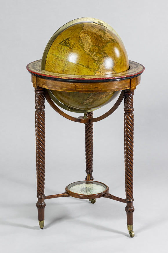 W. and T.M. BARDIN (fl. 1783 – 1819) Sold by W. and S. Jones (fl. 1791 – 1859)   The New British Terrestrial Globe containing all the latest discoveries… engraved from an accurate drawing by Mr. Arrowsmith. London, 1829.