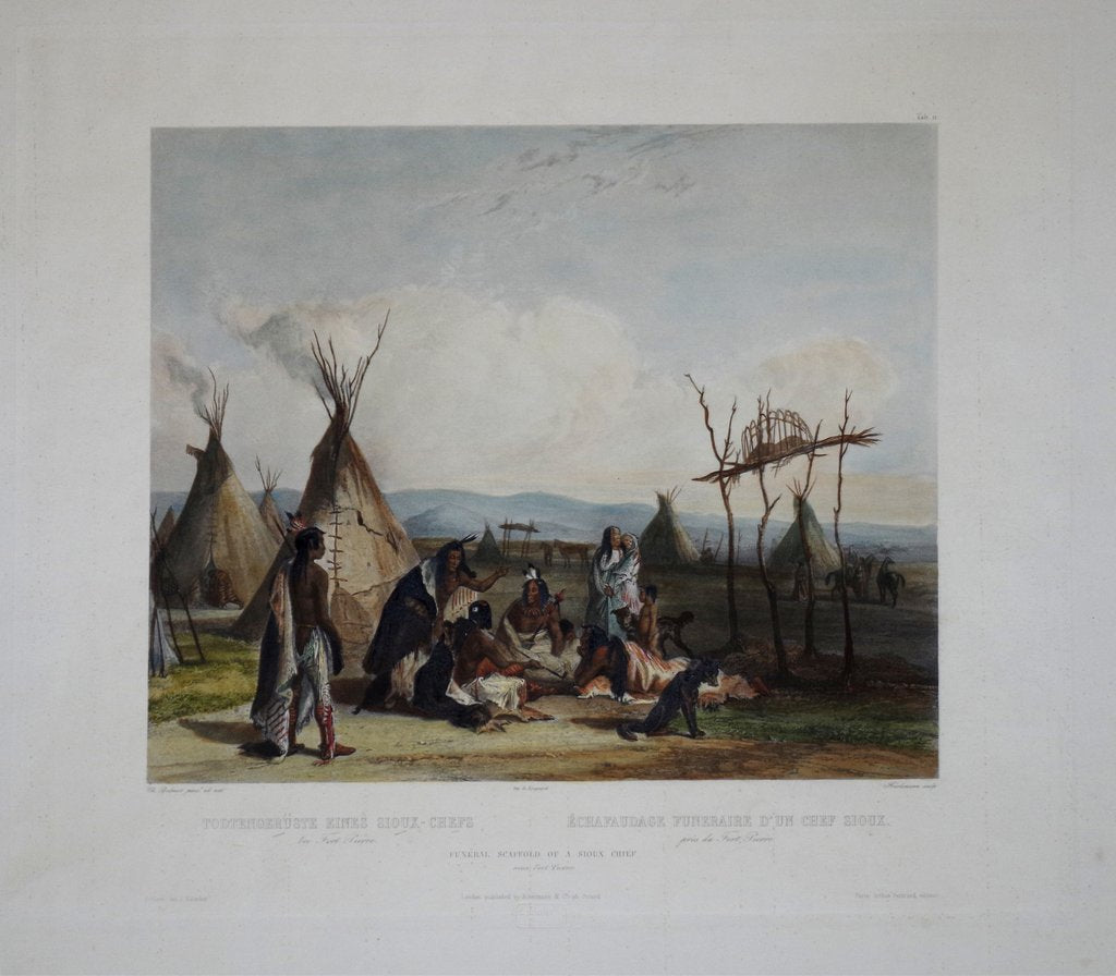 Karl Bodmer (1809-1893), Funeral Scaffold of a Sioux Chief