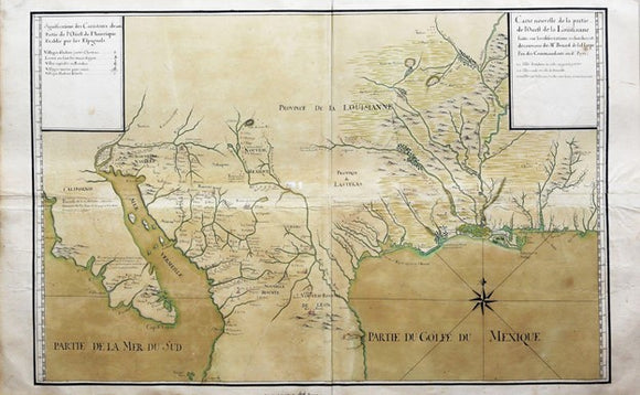 LA HARPE, Jean-Baptiste Benard de (1683-1775)  Carte nouvelle de la partie de l'Ouest de la Louisanne faitte sur  les observations, recherches, et decouvertes de ...1722