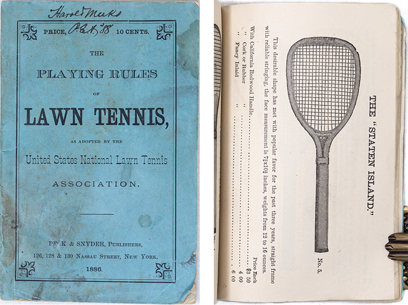 The Playing Rules of Lawn Tennis, as adopted by the United States National Lawn Tennis Association. New York, 1886.