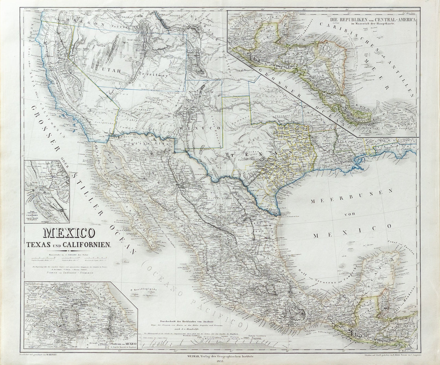 Kiepert, Heinrich. Meixco, Texas und Californien. 1853.