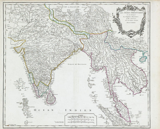 Vaugondy, Robert. Les Indes Orientales, ou sount distingues les Empires et Royaumes. Paris, 1755.