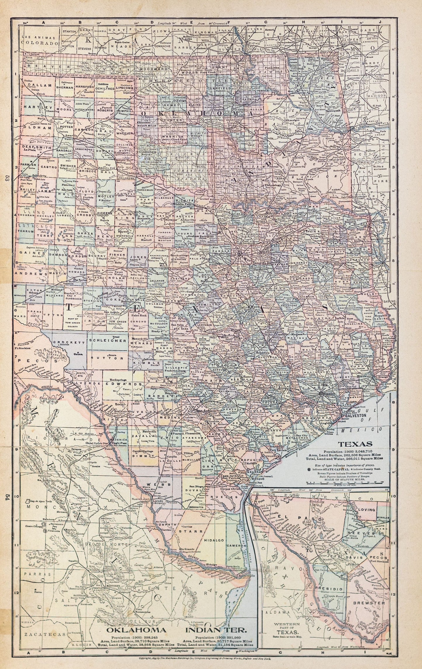 Matthews-Northrup Co.. Texas Population. New York, 1901.