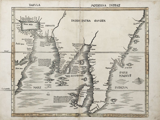 Claudius Ptolemy. Tabula Moderna Indiae. Switzerland, 1513.