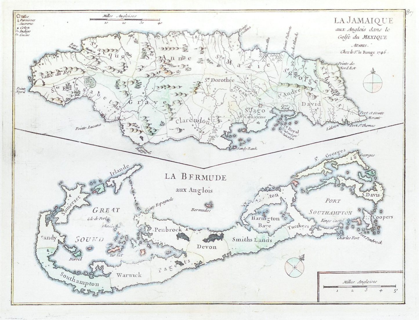 Le Rouge. La Jamaique aux Anglois dans le Golfe du Mexique. 1746.