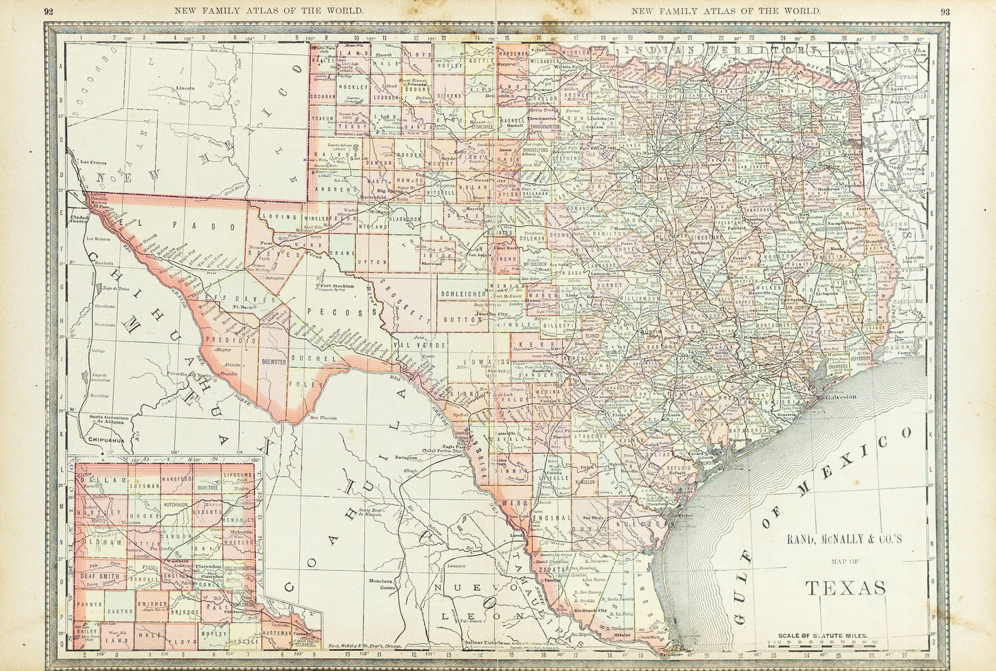 Rand, McNally & Co..  Rand, McNally & Co.'s Map of Texas. Chicago, 1888.