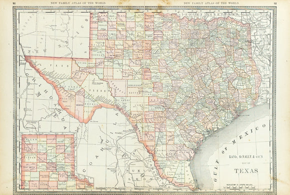 Rand, McNally & Co..  Rand, McNally & Co.'s Map of Texas. Chicago, 1888.