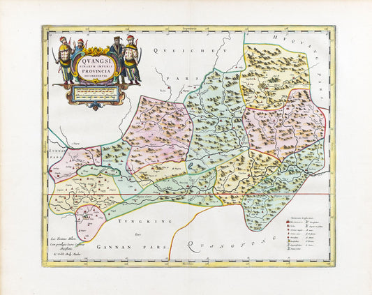 Blaeu, Johannes. Quangsi, Sinarvm Imperii Provincia Decimateria . Amsterdam, 1650s. [China]