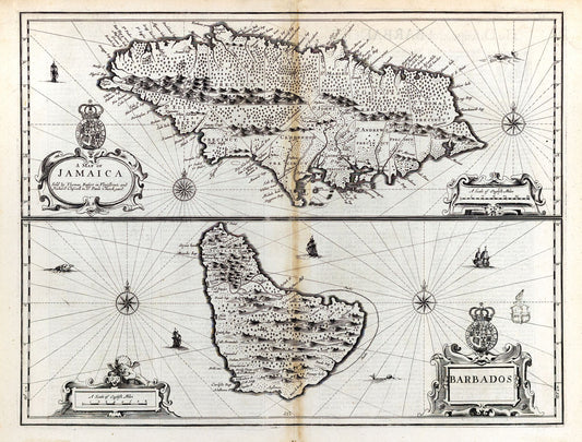 Speed.  A Map of Jamaica and Barbados.  London, 1676.